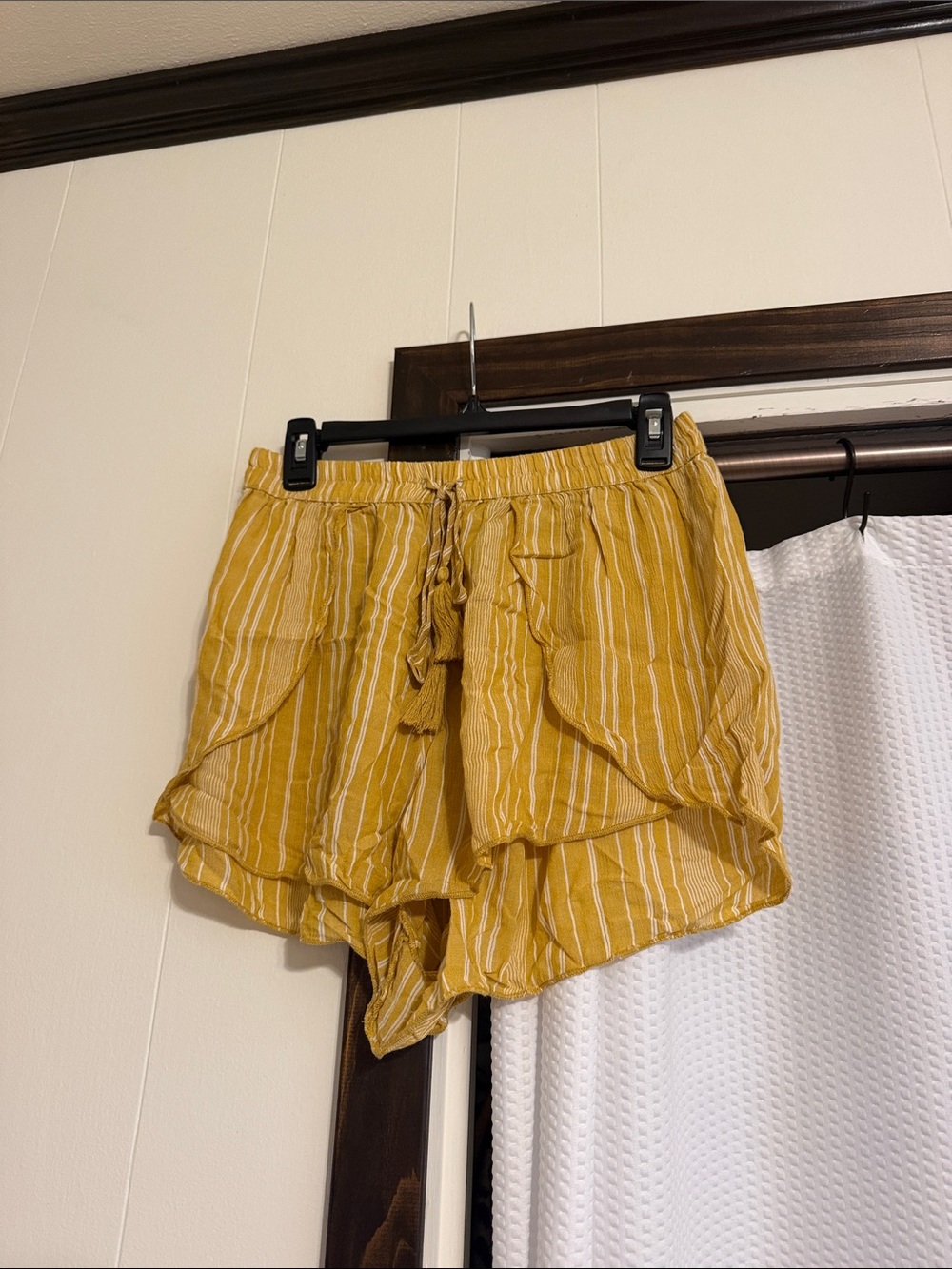 American Eagle Outfitters Mustard Yellow Striped High-Waist Shorts